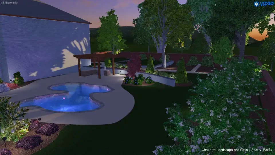 3D pool design rendering produced for a Charlotte-area quote, view 3