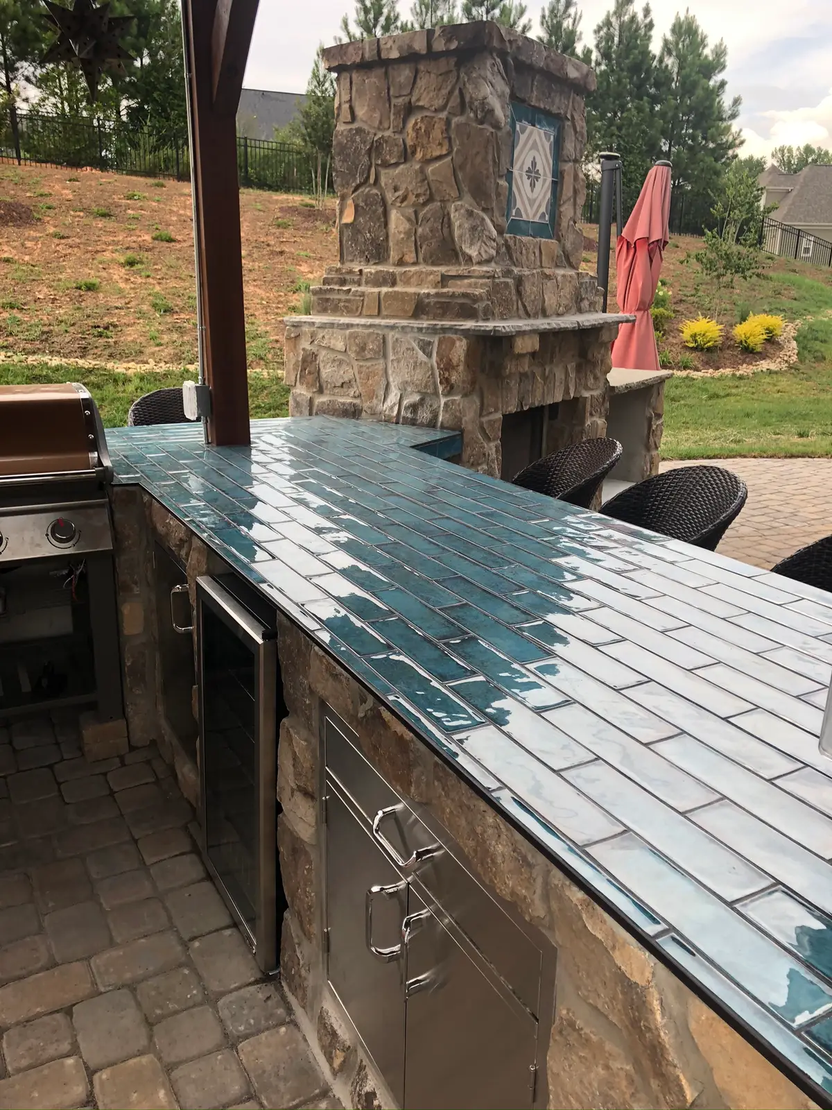 Outdoor kitchen in Fort Mill, SC built by Aqua Pools & Outdoor Living