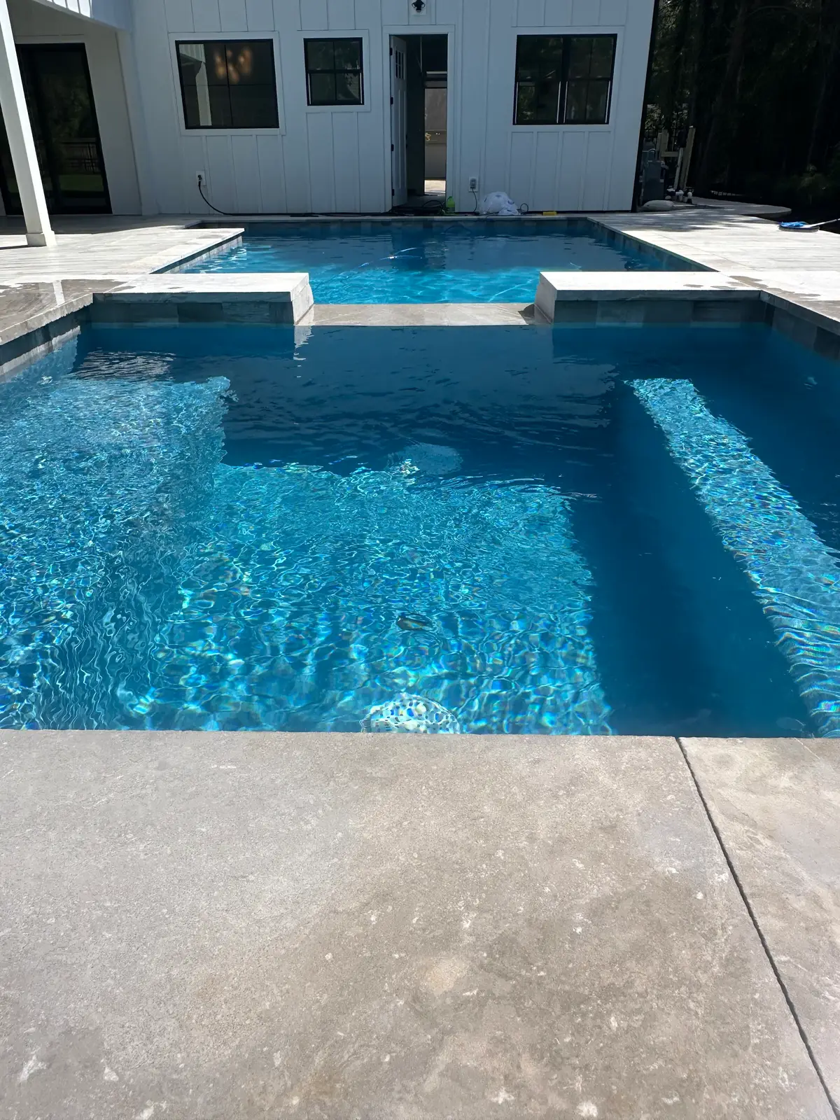 Gunite pool and spa with landscaping in Mooresville, NC, view 6