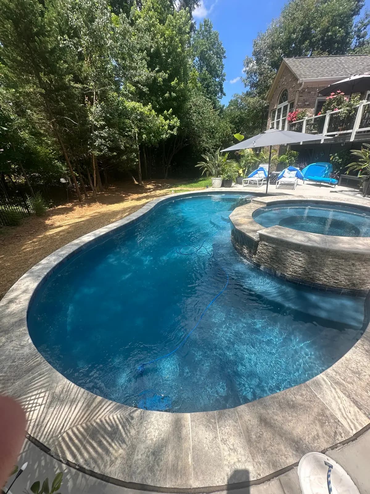 Gunite pool and spa in Mint Hill, NC, view 6