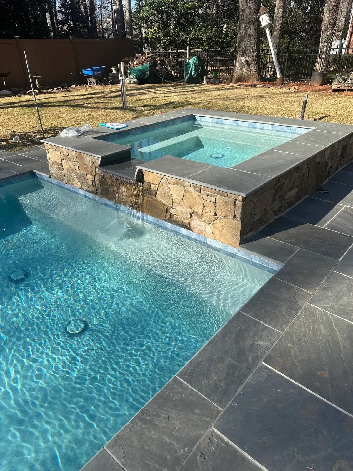 Gunite pool and spa in SouthPark, NC, view 2
