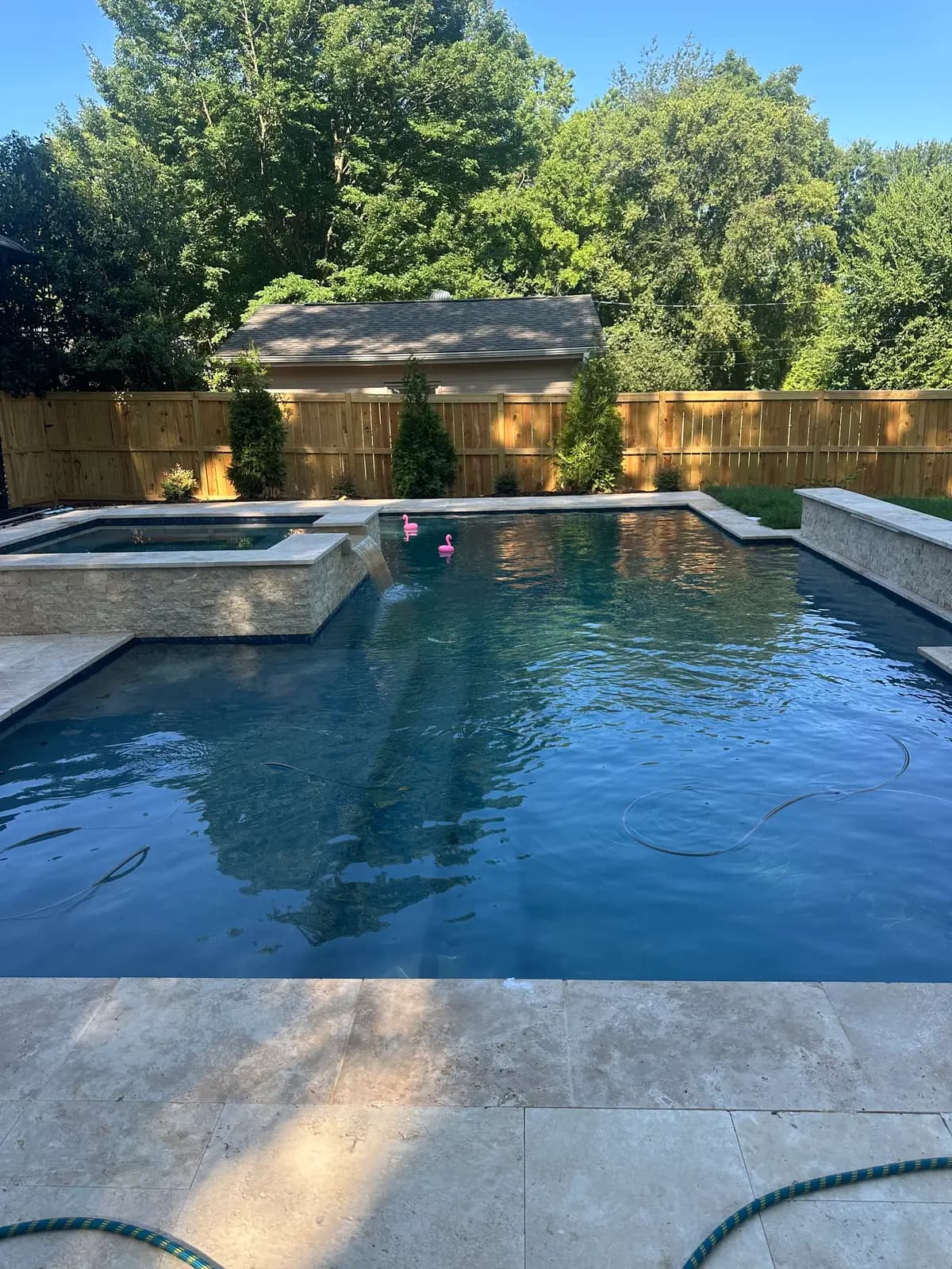 Gunite pool and spa with landscaping in Charlotte, NC, view 4