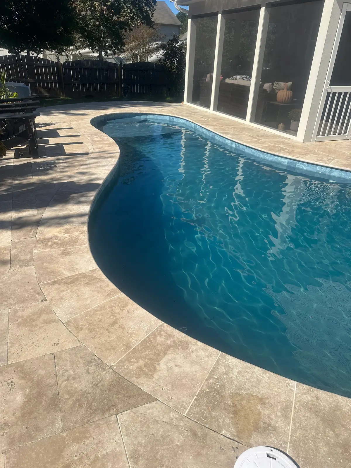 Gunite pool and spa with hardscaping in Charlotte, NC, view 3