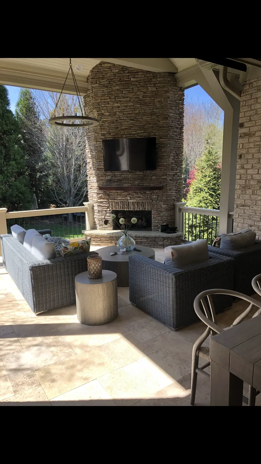 Covered outdoor room in Charlotte, NC built by Aqua Pools & Outdoor Living