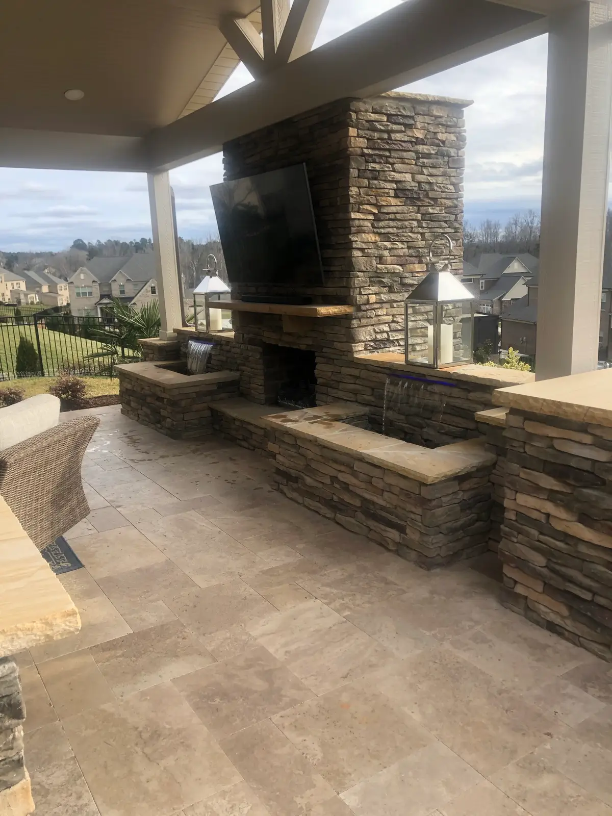 Covered outdoor room in Fort Mill, SC built by Aqua Pools & Outdoor Living