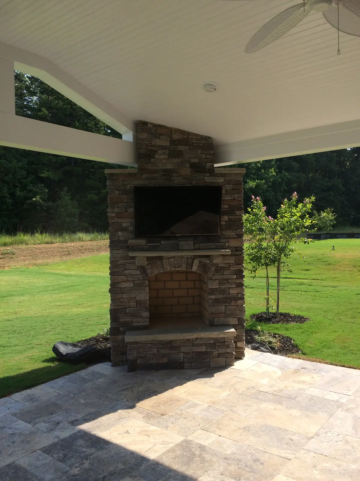 Covered outdoor room with an outdoor kitchen in Waxhaw, NC, view 2