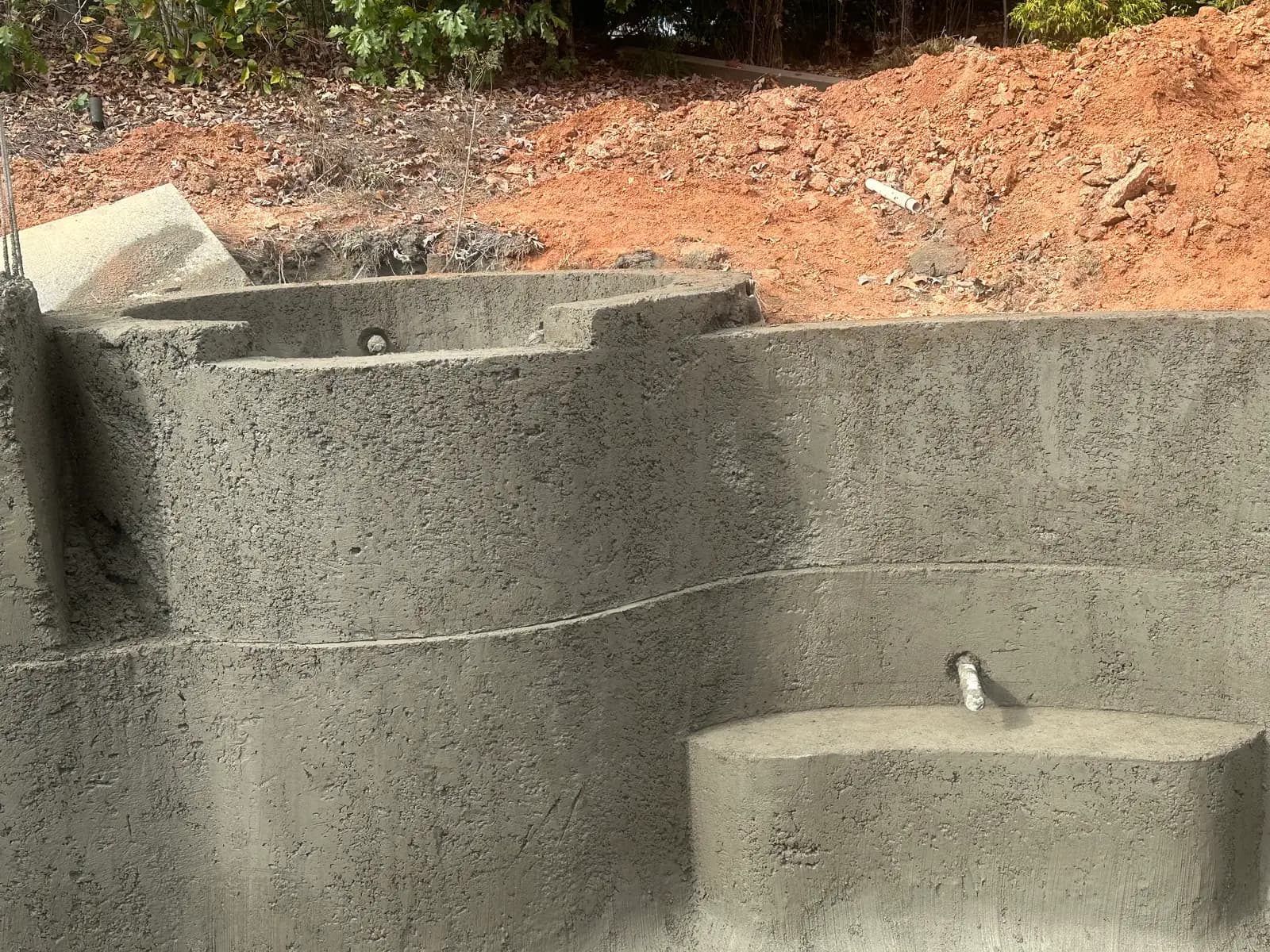 Pool under construction alongside a new-build home in the Charlotte metro